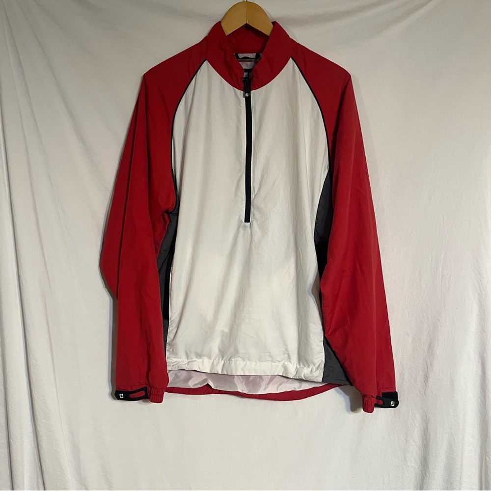 Foot Joy Men's Red and White 1/2 Zip Windbreaker